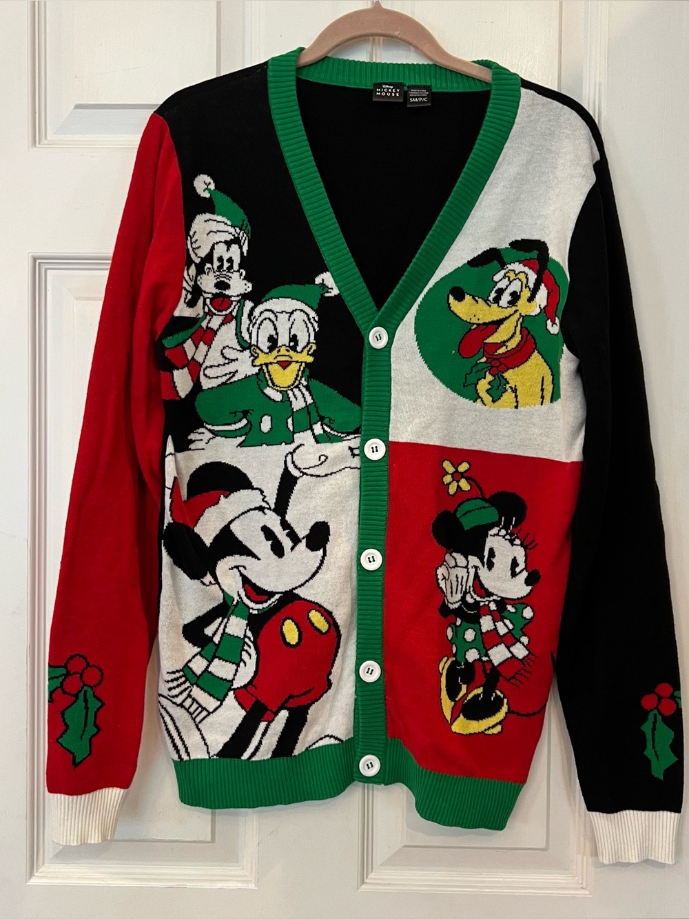 Disney Holiday Cardigan Mickey Mouse Minnie Goofy Donald Mens Christmas Sz S